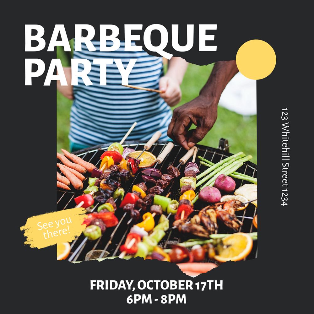 Barbeque party Instagram post template, editable text