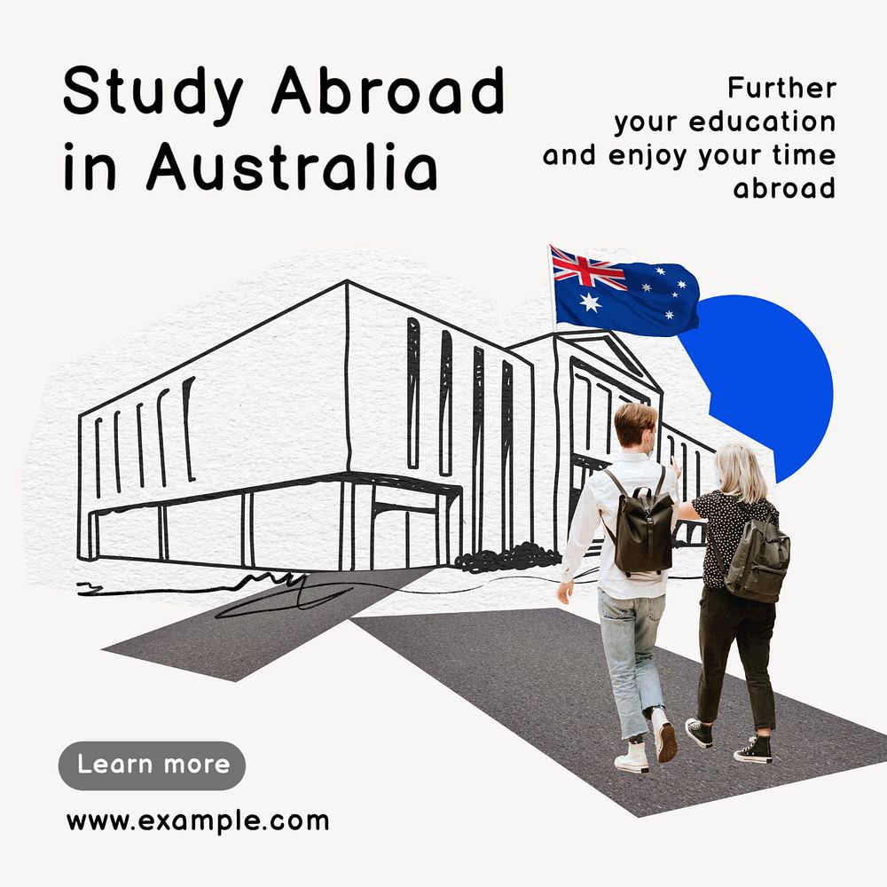 Study abroad Instagram post template, editable text