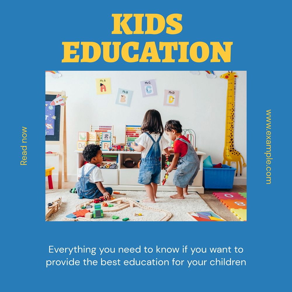 Kids education Instagram post template, editable text