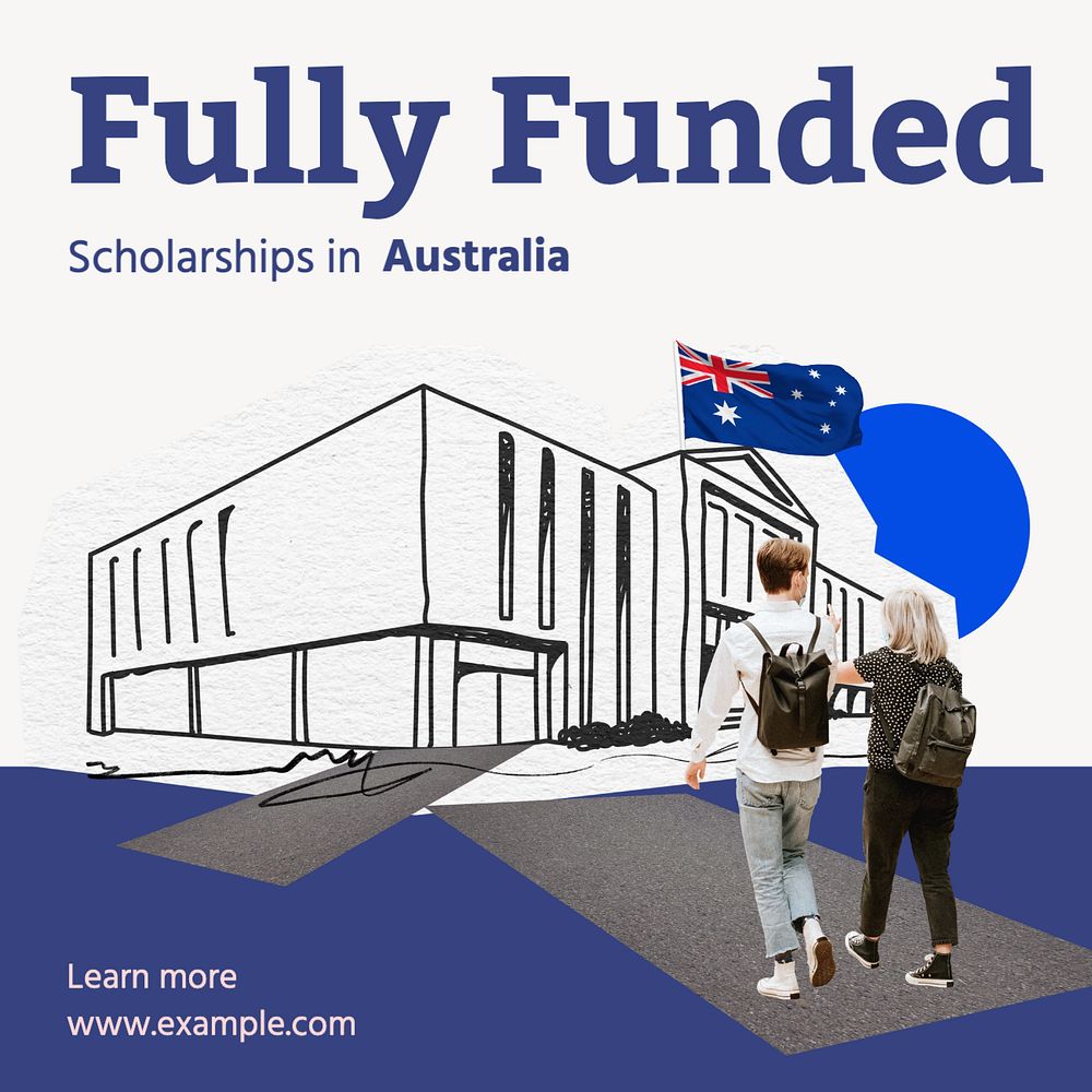 Fully funded scholarships Instagram post template, editable text