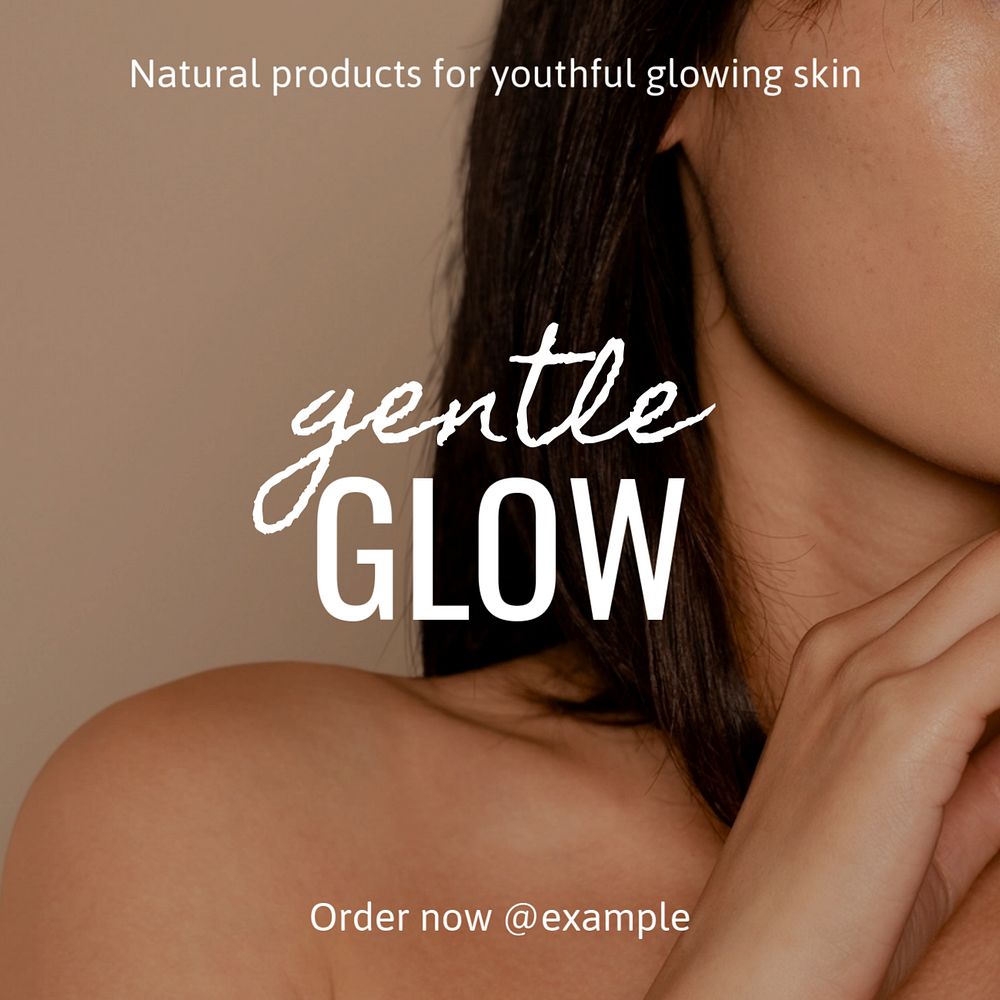 Gentle glow Instagram post template, editable text