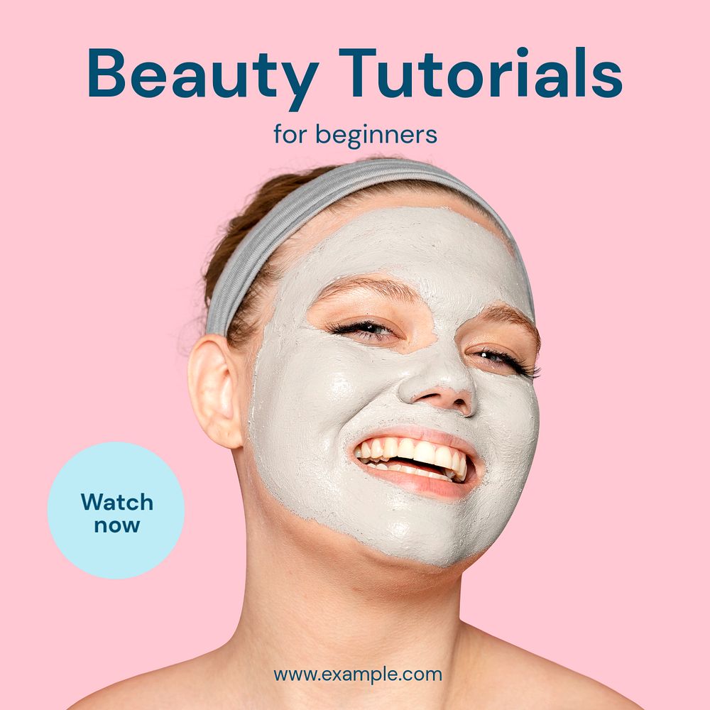 Beauty tutorials Instagram post template, editable text