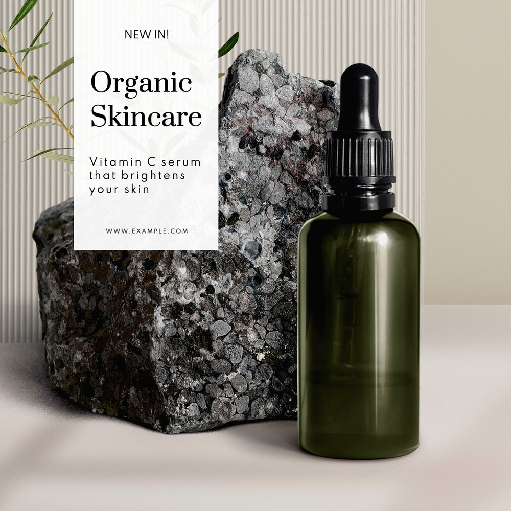 Organic skincare Instagram post template, editable text