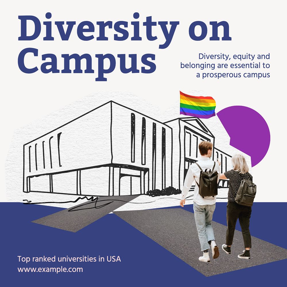 Diversity on campus Instagram post template, editable text