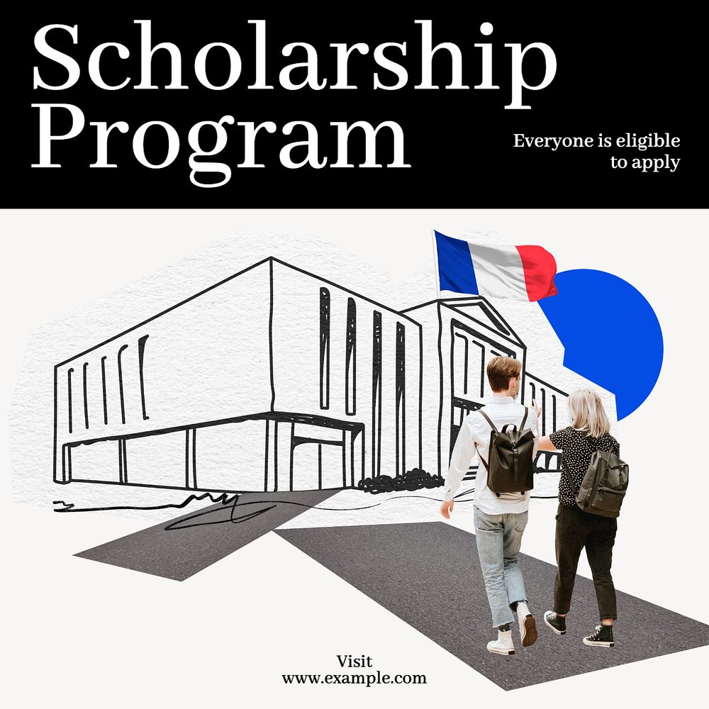 Scholarship program Instagram post template, editable text