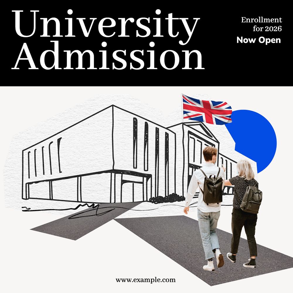 University admission Instagram post template, editable text