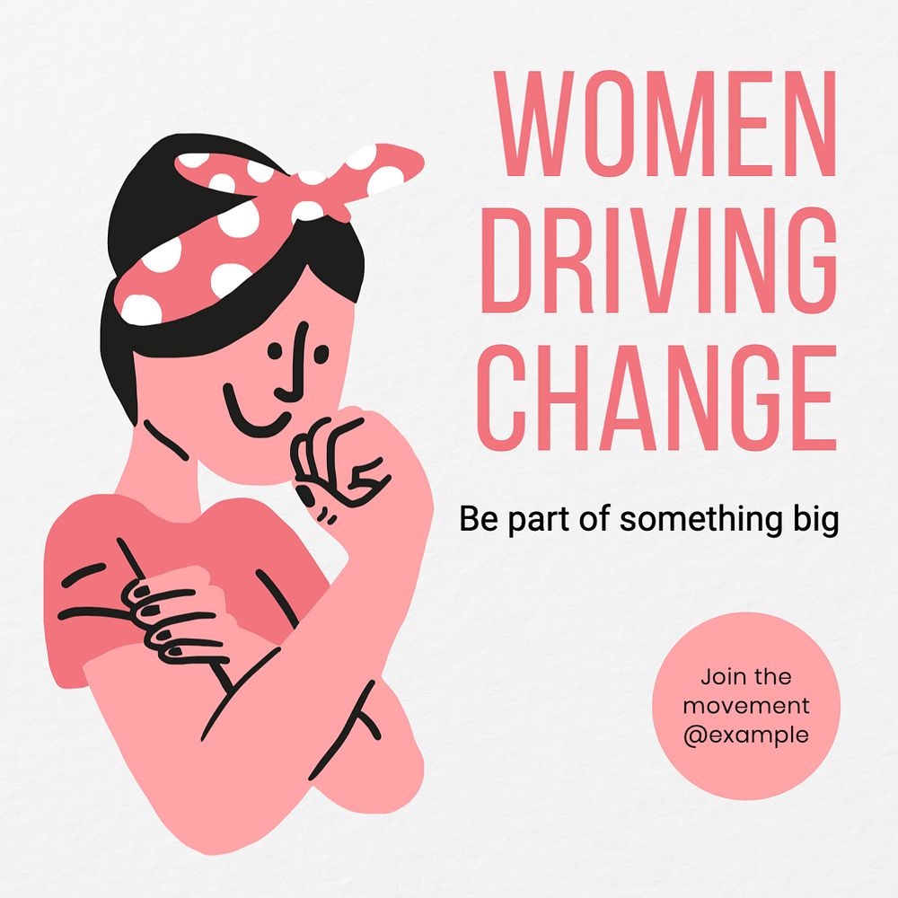 Women driving change Instagram post template, editable text