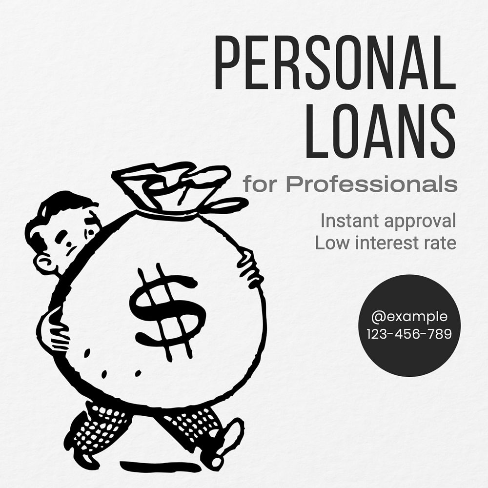 Personal loans Instagram post template, editable text