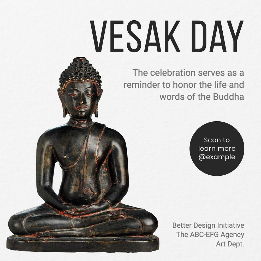 Vesak day Instagram post template, editable text