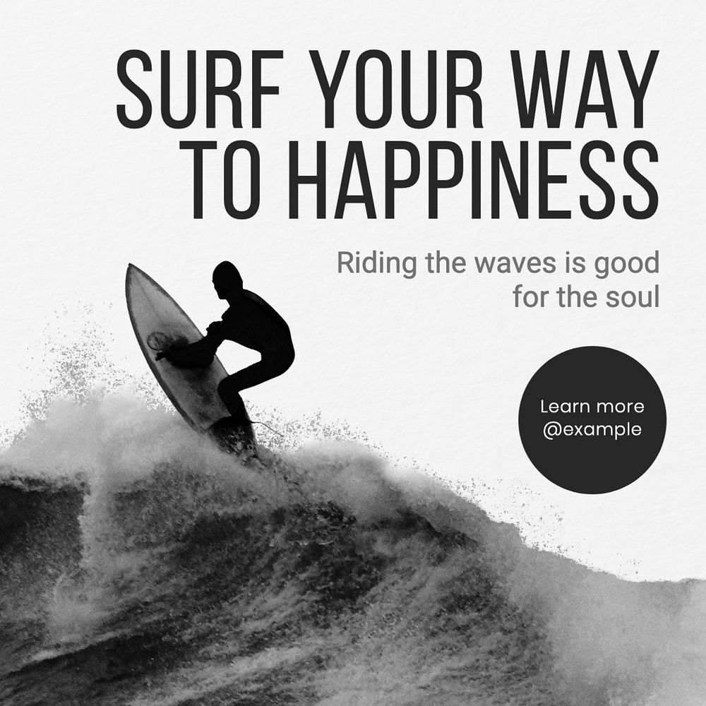 Surfing Instagram post template, editable text