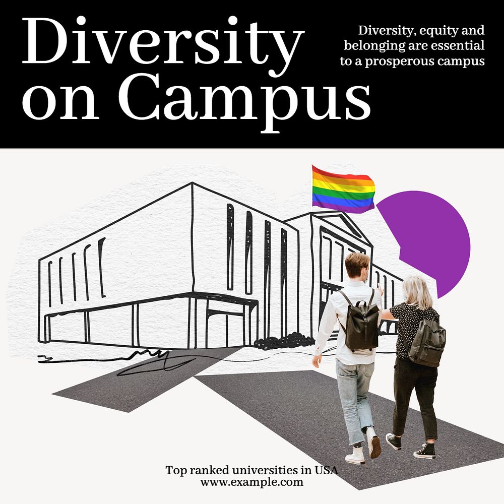 Diversity on campus Instagram post template, editable text