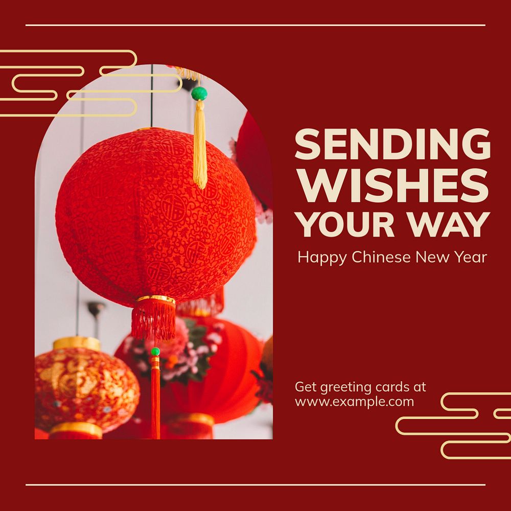 Chinese new year Instagram post template, editable text