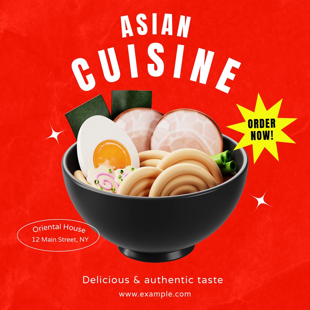 Asian cuisine Instagram post template, editable text