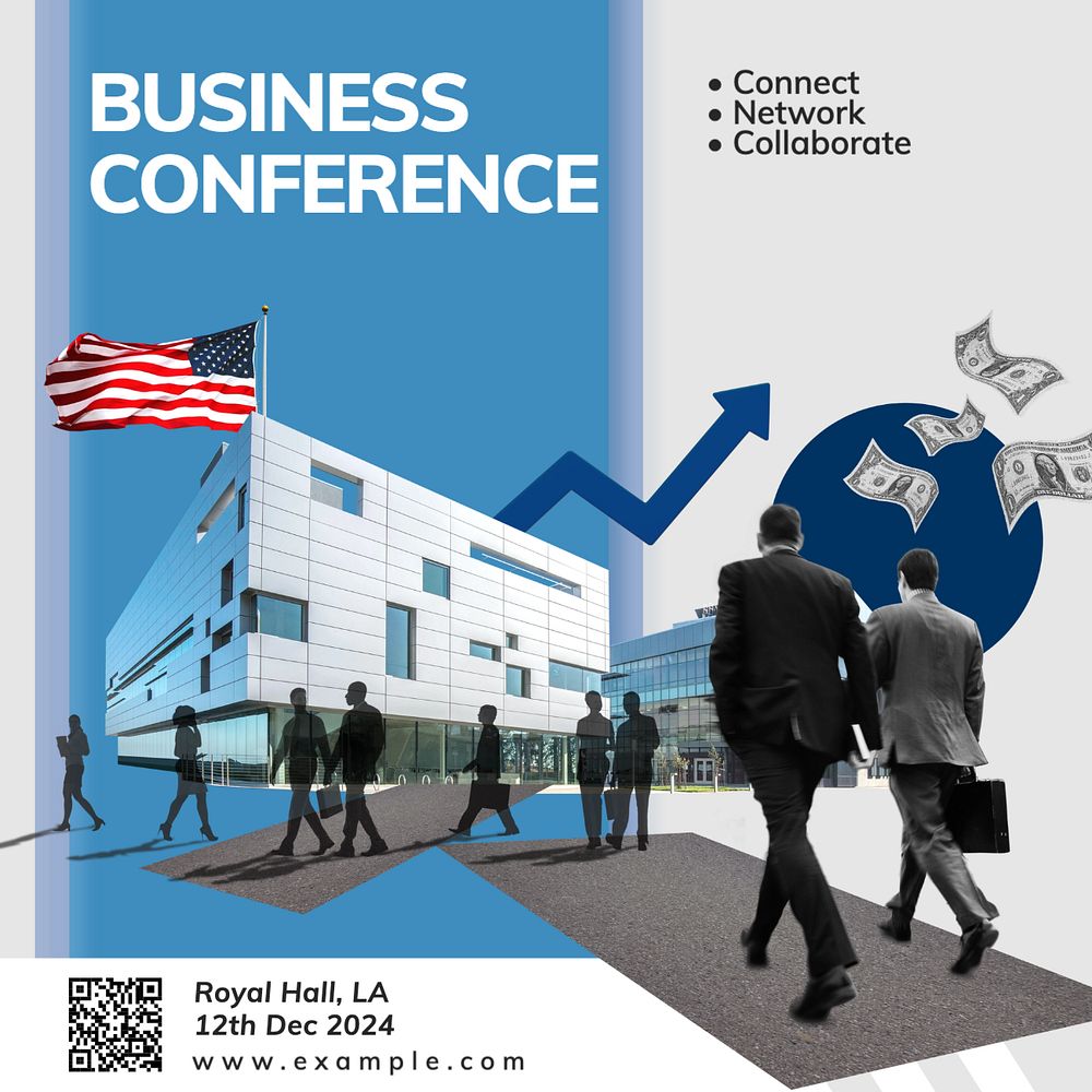 Business conference Instagram post template, editable text