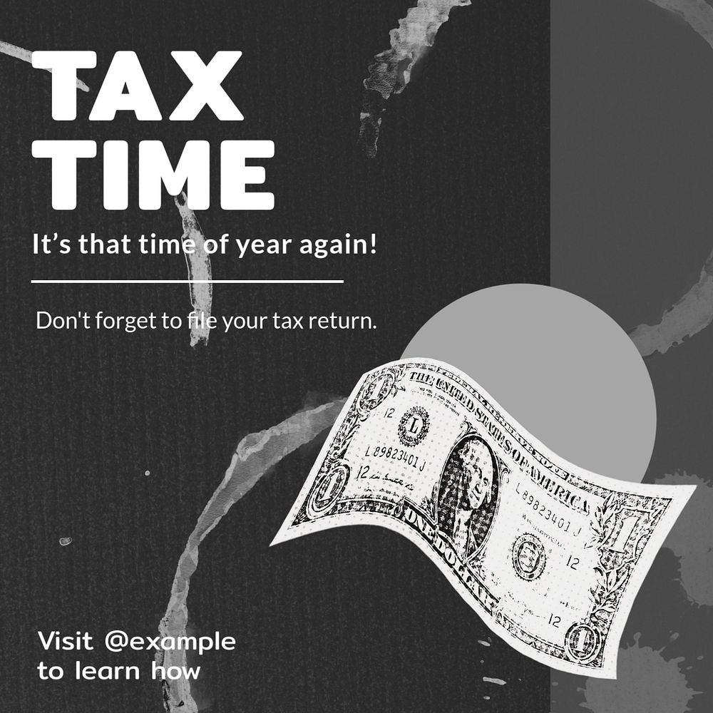 Tax return Instagram post template, editable text