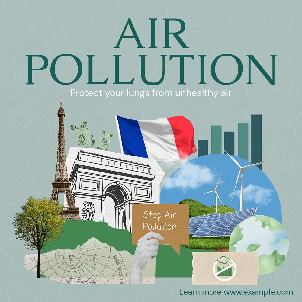 Air pollution Instagram post template, editable text