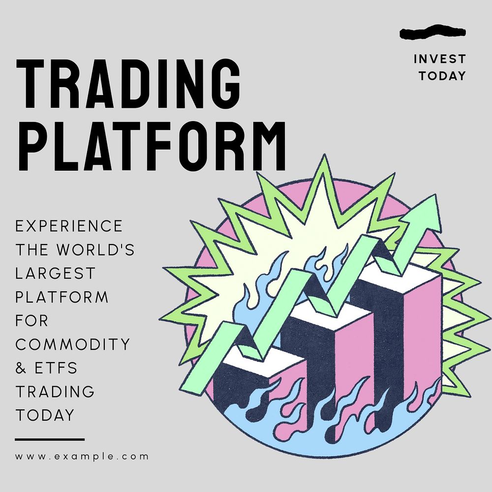 Commodity trading platform Instagram post template, editable text