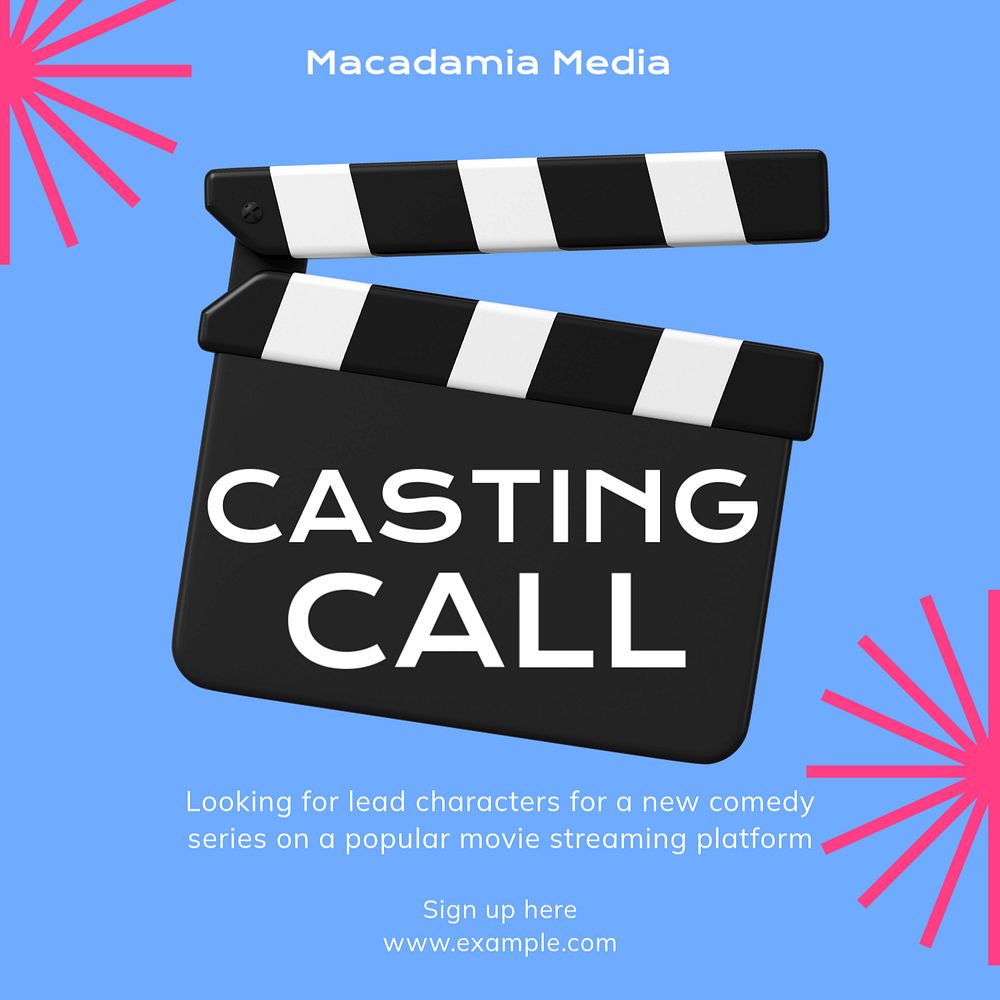 Casting call Instagram post template, editable text