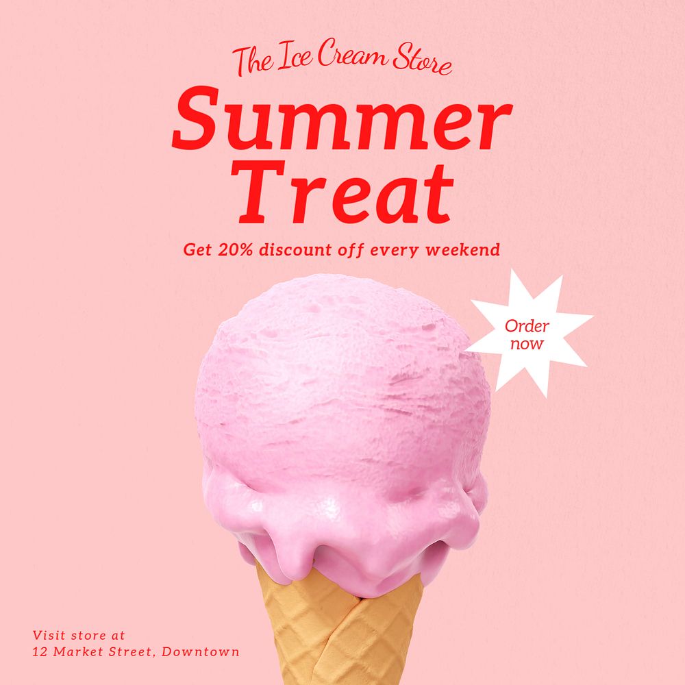 Summer treat Instagram post template, editable text