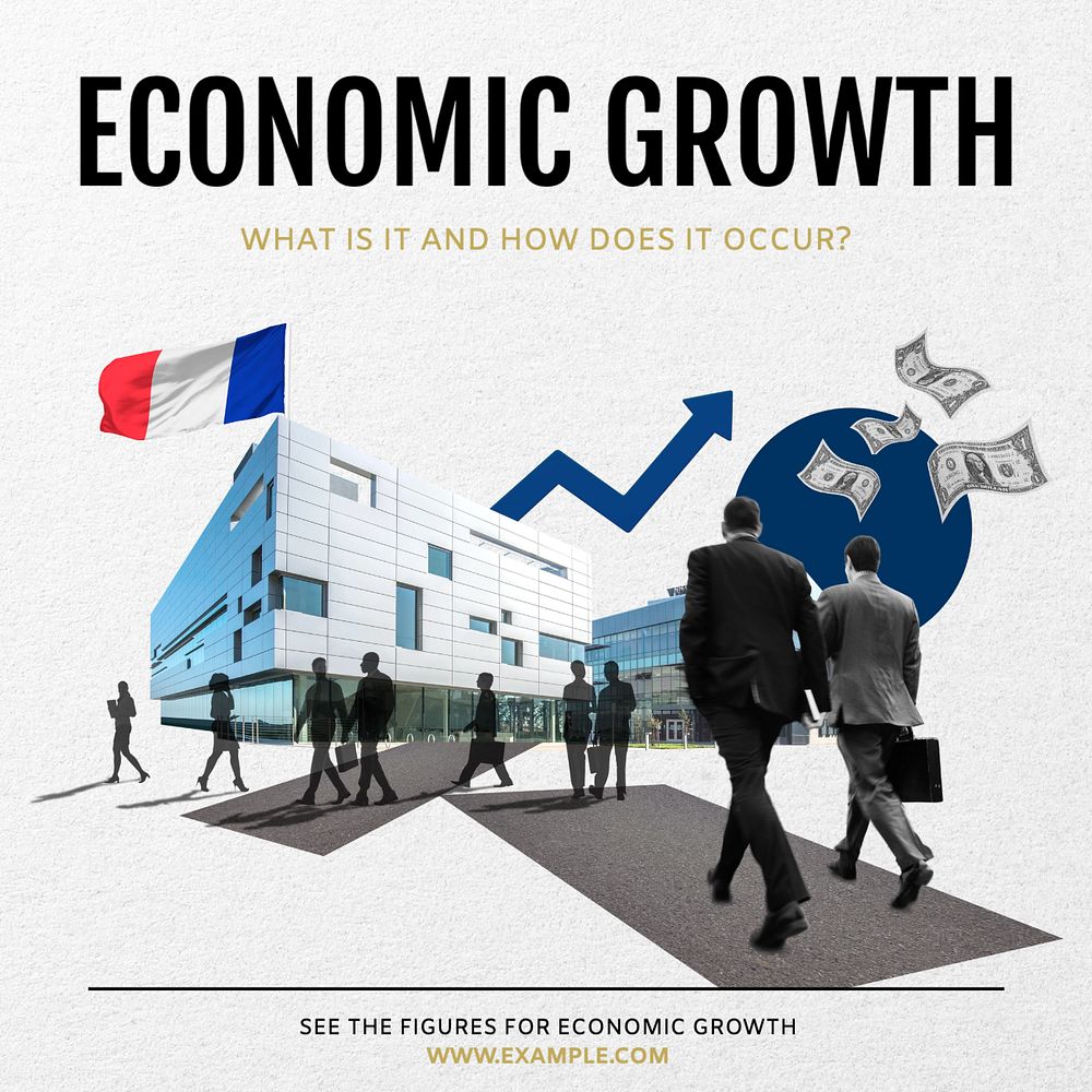 Economic growth Instagram post template, editable text