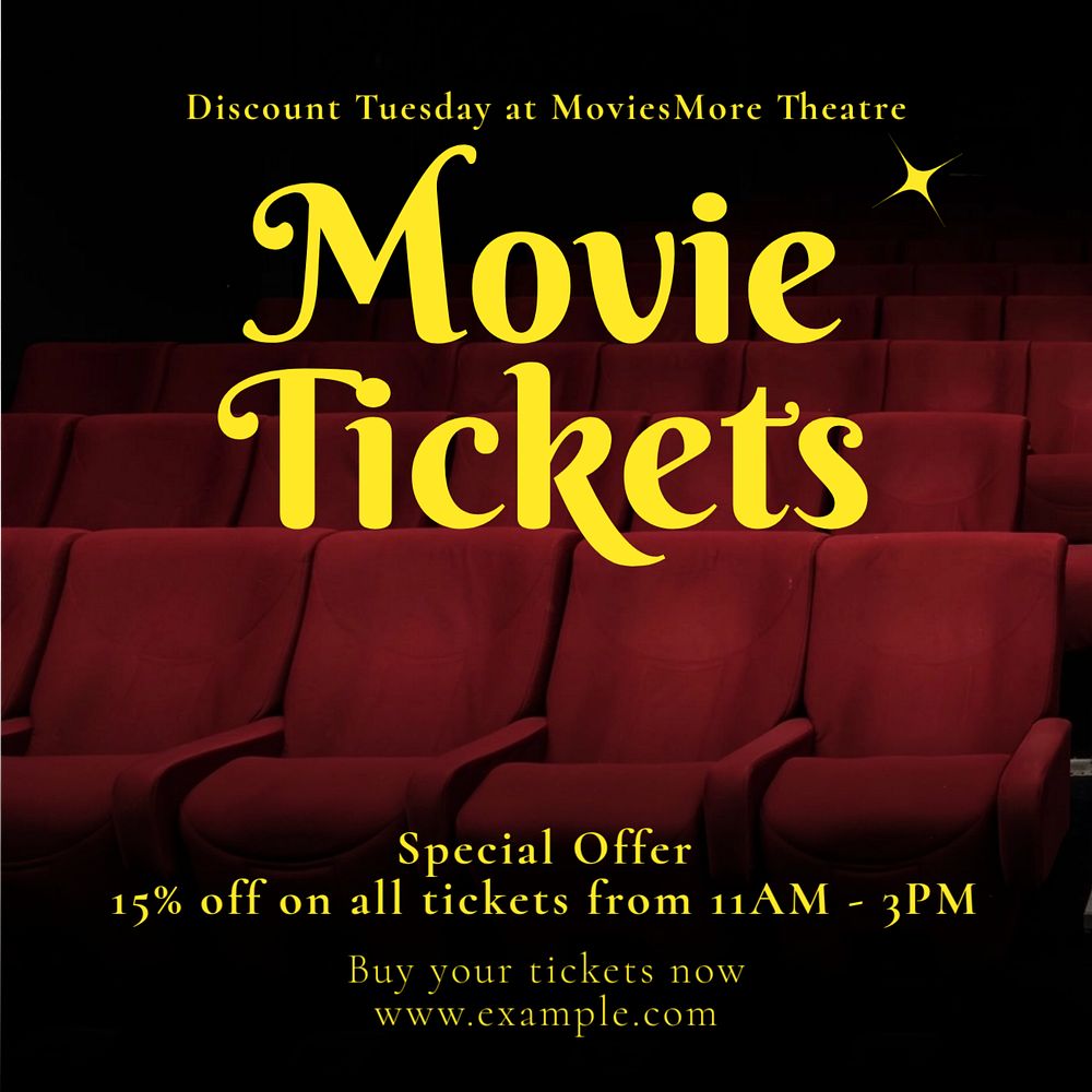 Movies special offer Instagram post template, editable text