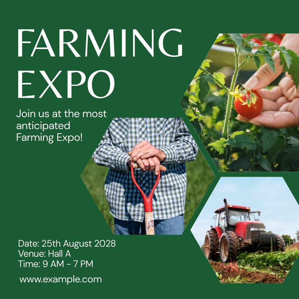 Farming expo Instagram post template, editable text