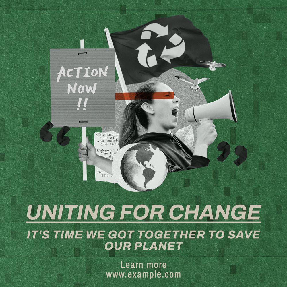 Uniting for change Instagram post template, editable text