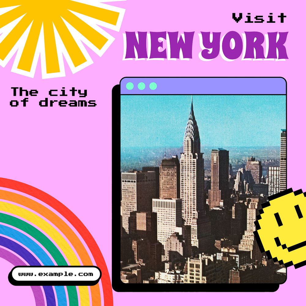 New york Instagram post template, editable text