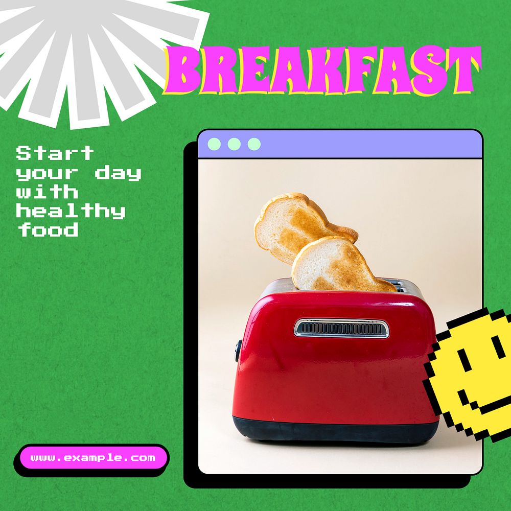 Breakfast Instagram post template, editable text