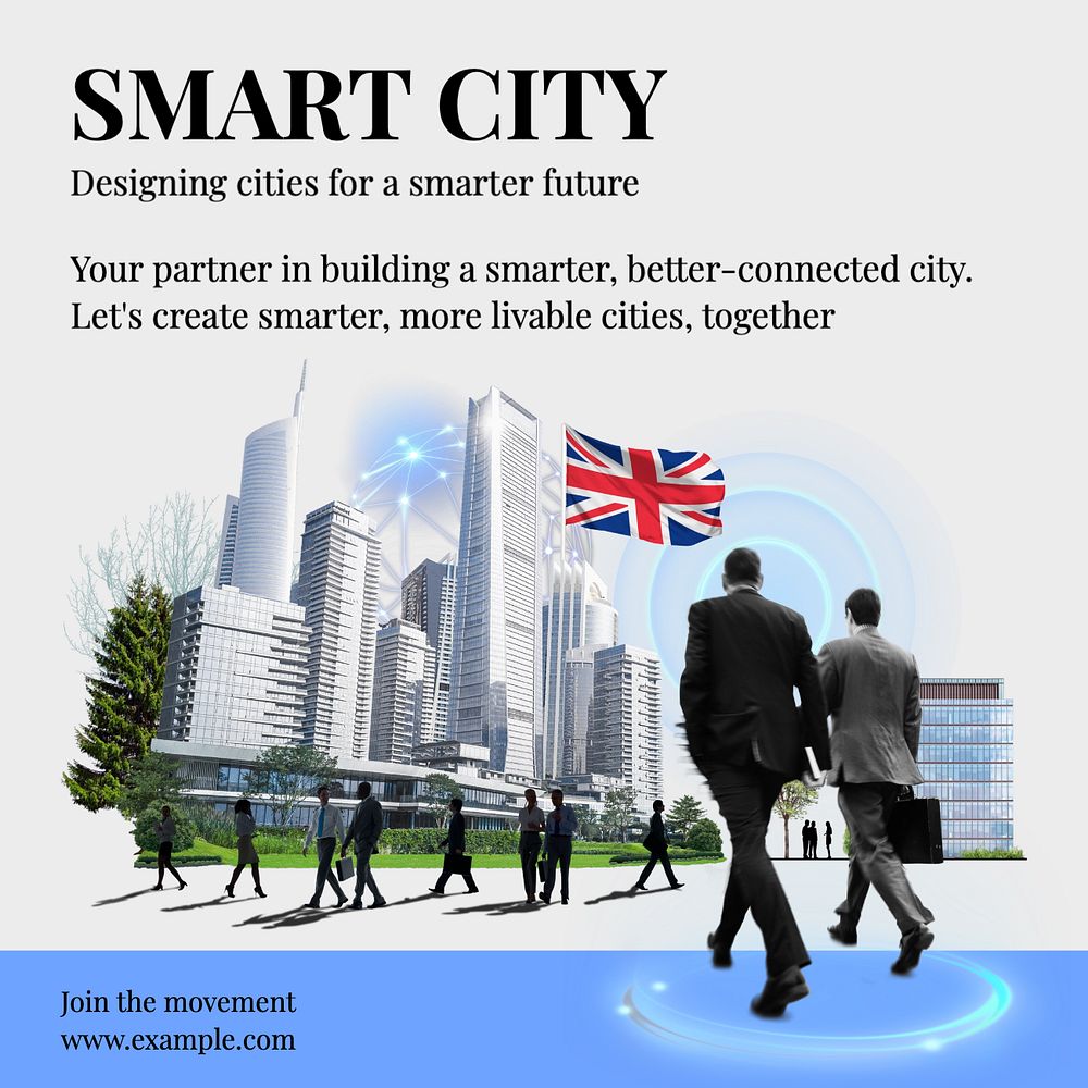 Smart city Instagram post template, editable text