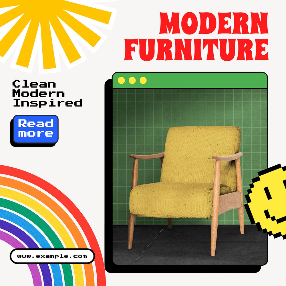 Furniture Instagram post template, editable text