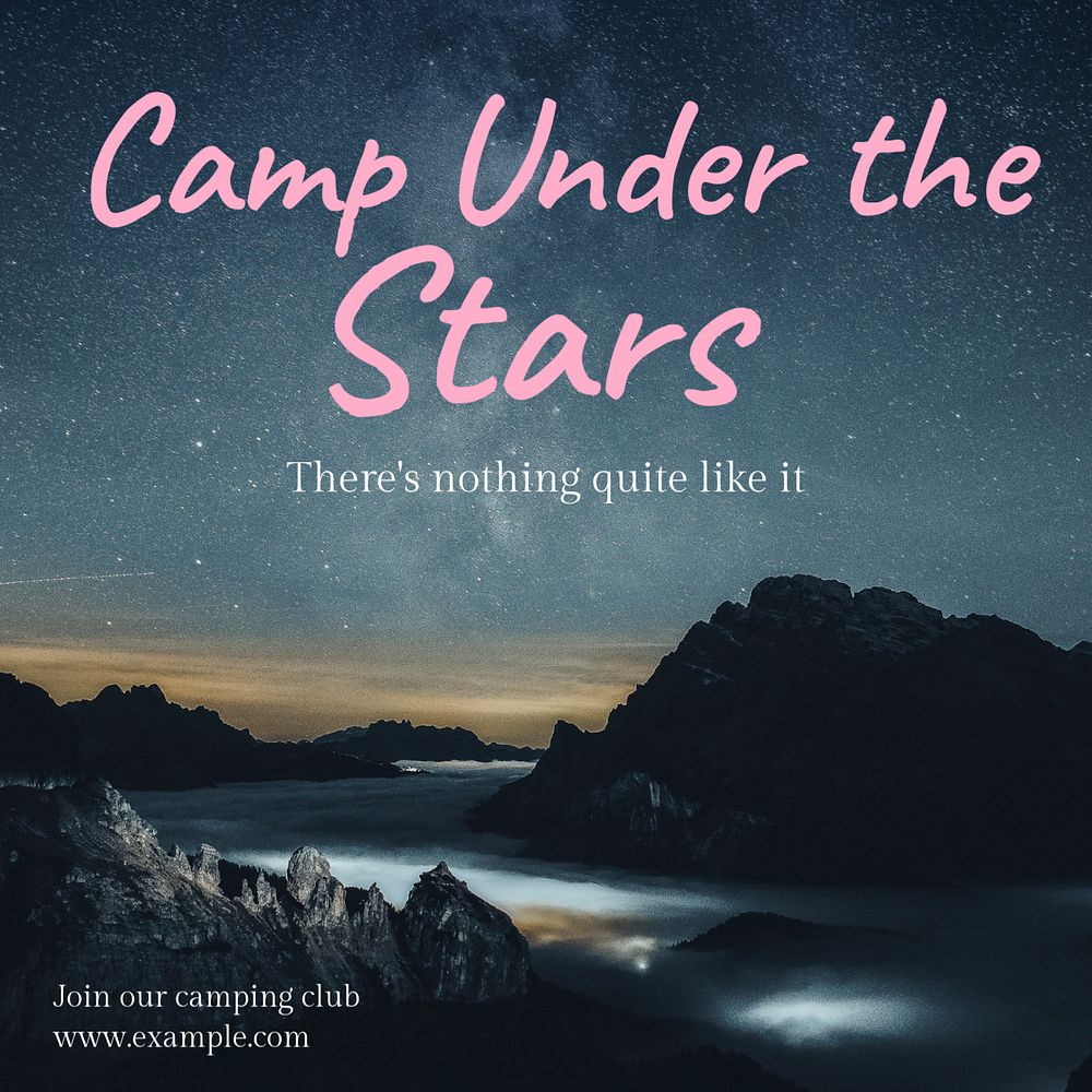 Camping Instagram post template, editable text