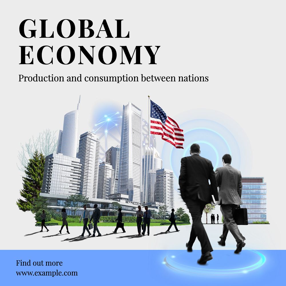 Global economy Instagram post template, editable text