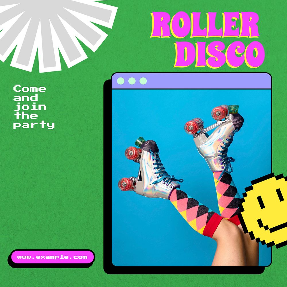 Roller skating lessons Instagram post template, editable text