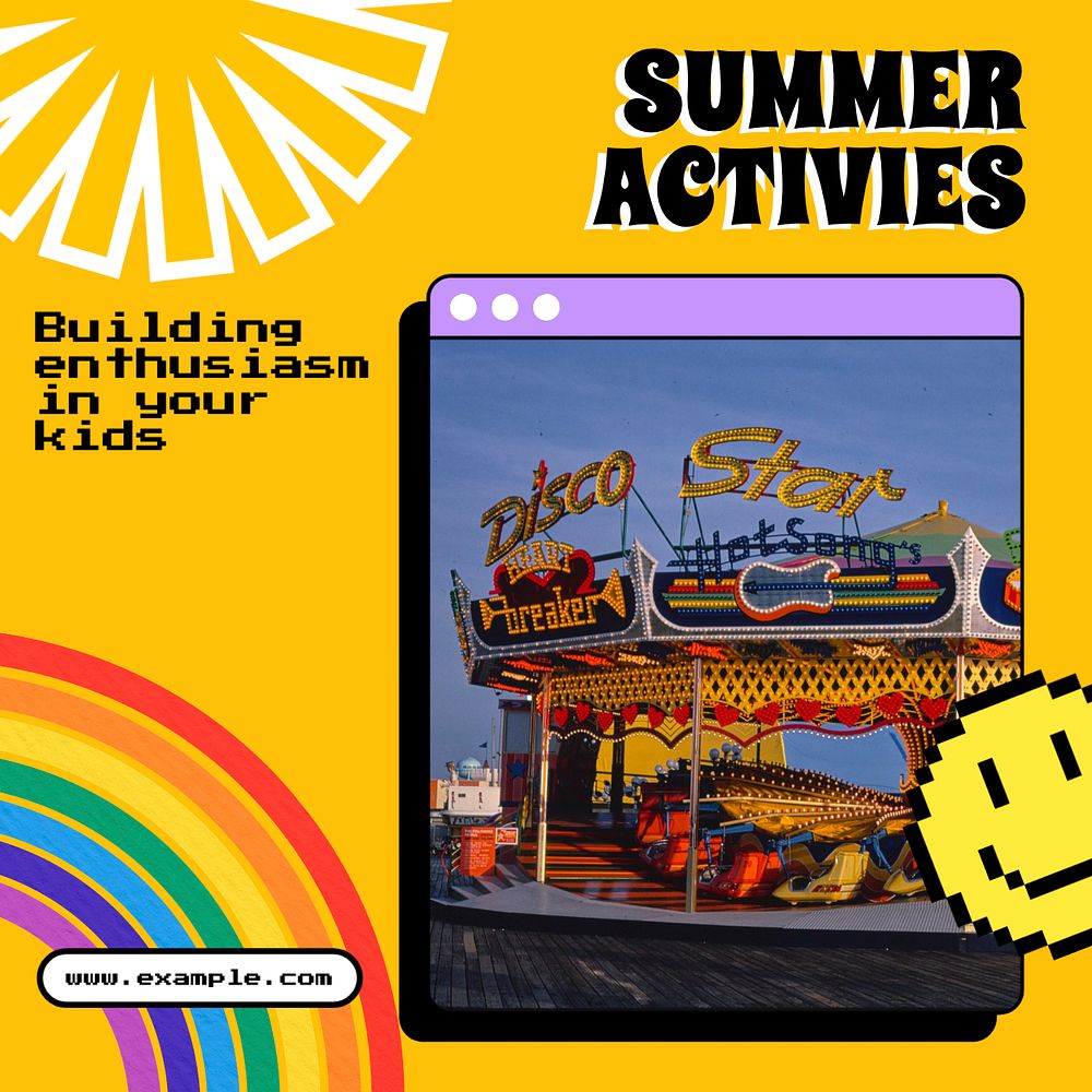 Summer activities Instagram post template, editable text