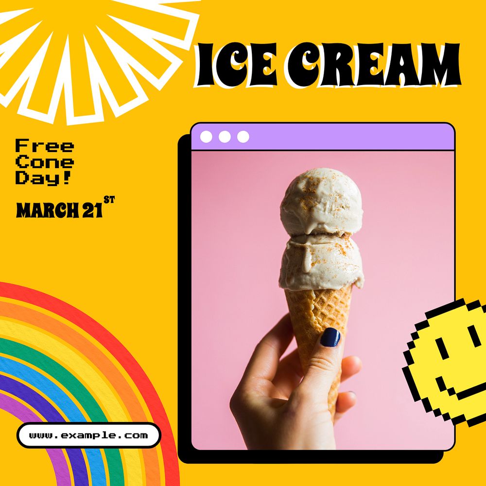 Ice-cream shop Instagram post template, editable text