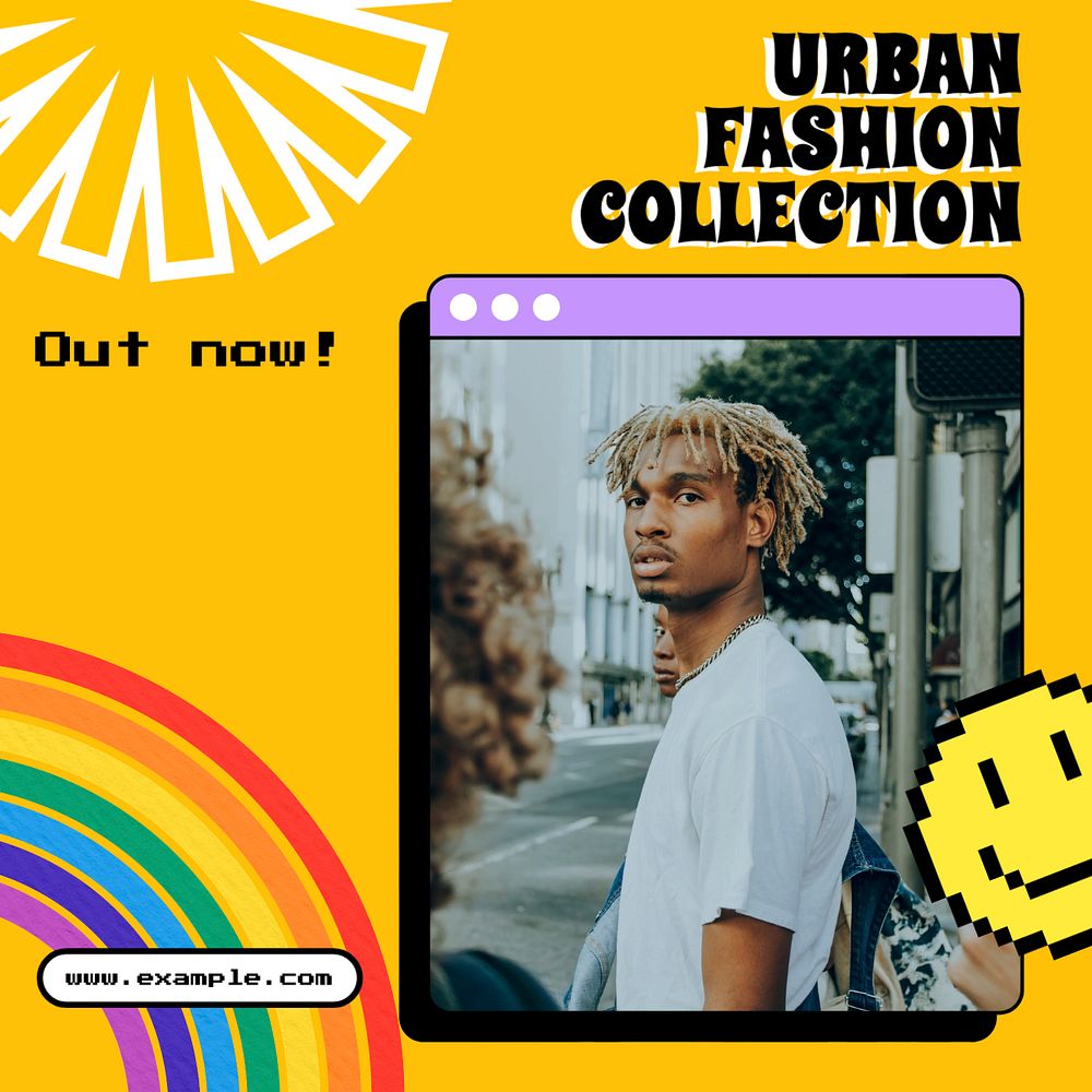 Urban fashion collection Instagram post template, editable text