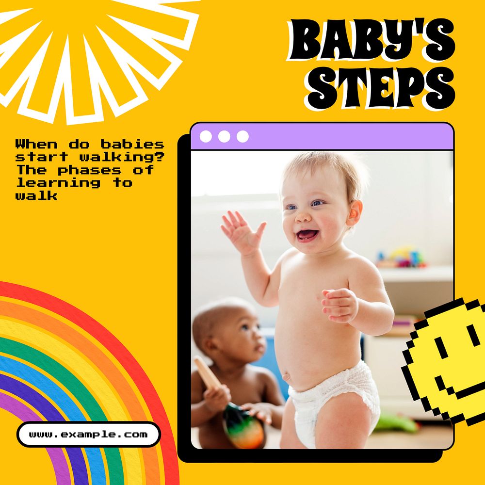 Baby's Steps Instagram post template, editable text