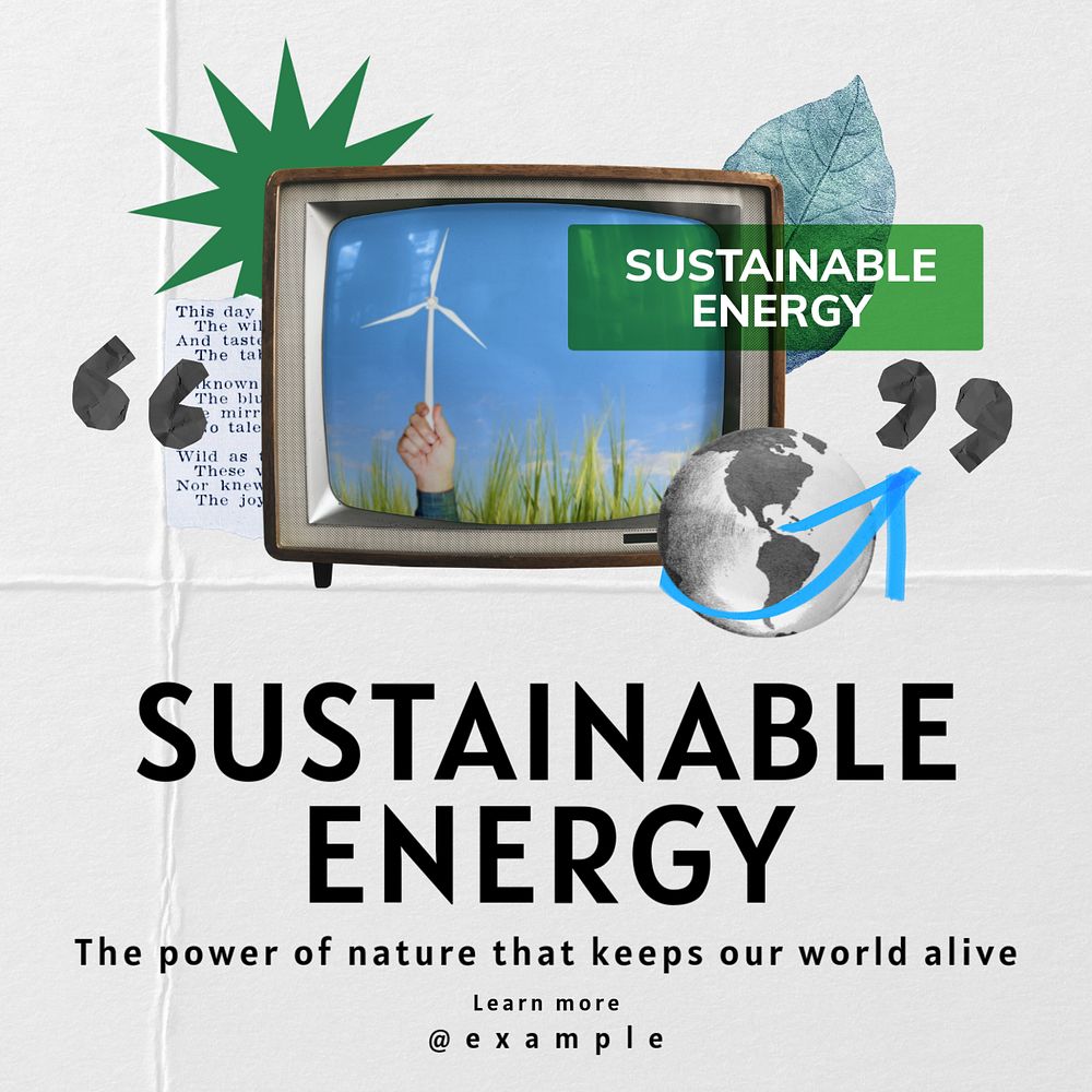 Sustainable energy Instagram post template, editable text