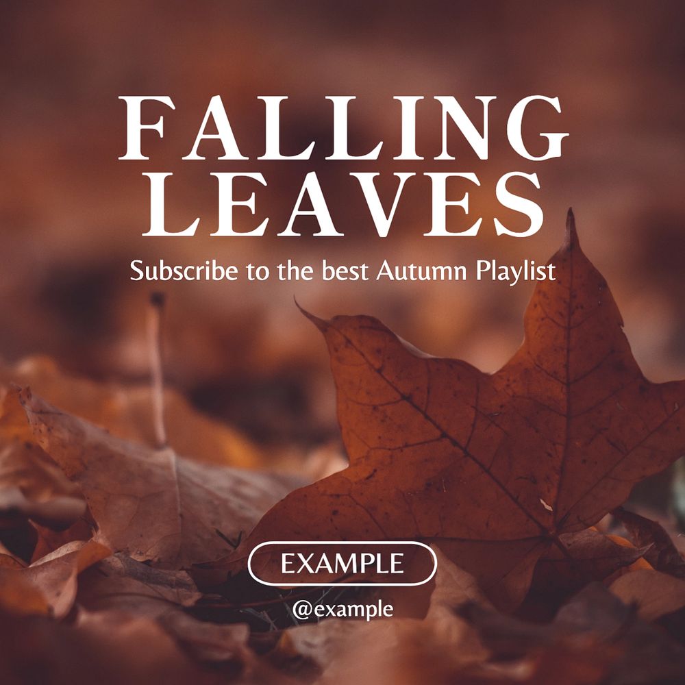 Autumn music playlist Instagram post template, editable text