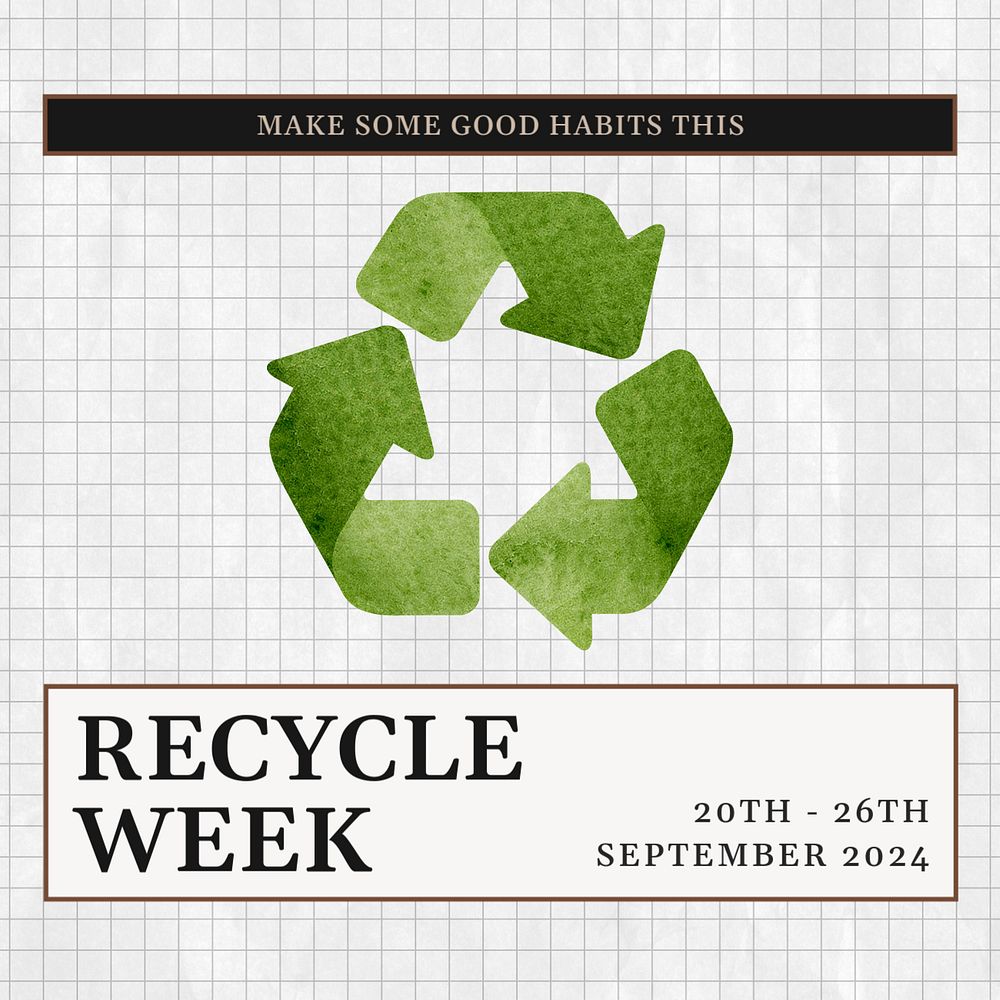 Recycle week Instagram post template, editable text