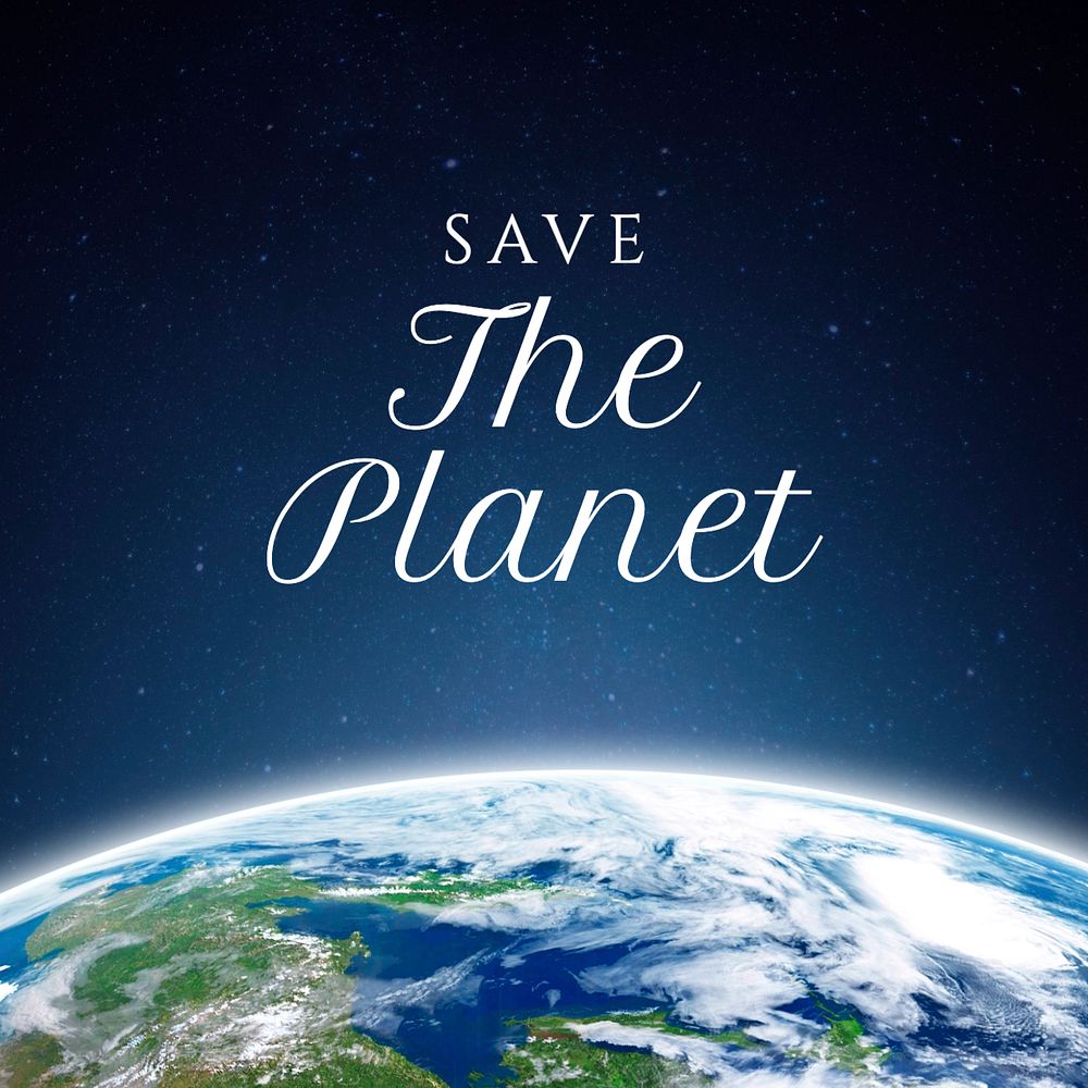 Save the planet Instagram post template, editable text