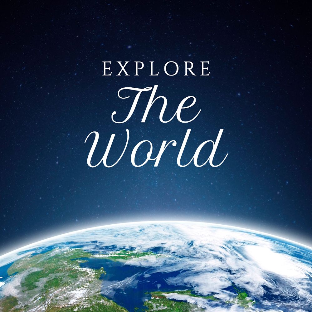 Explore the world Instagram post template, editable text