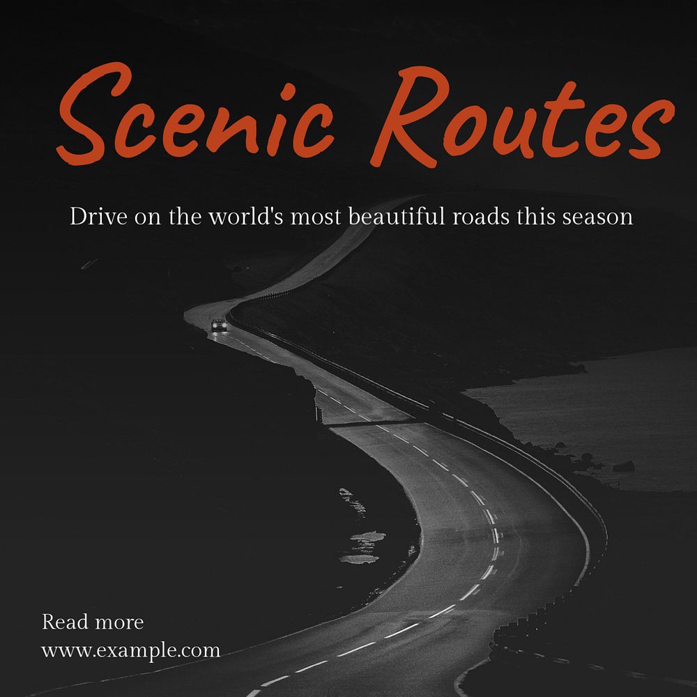 Scenic routes Instagram post template, editable text