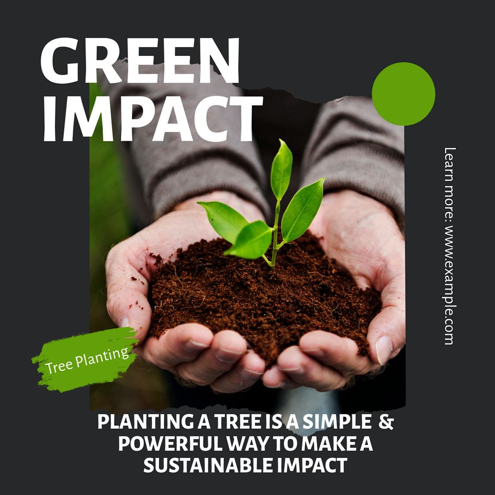 Green impact Instagram post template, editable text