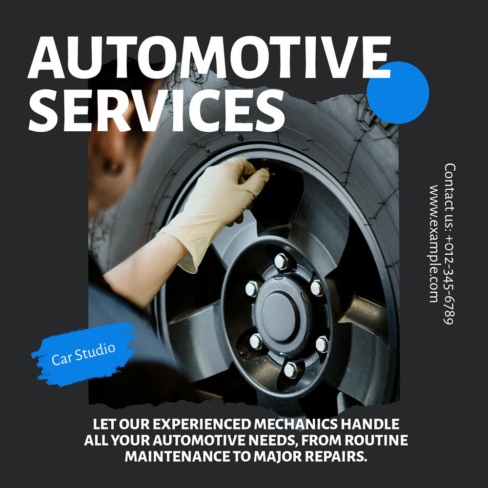 Auto services Instagram post template, editable text