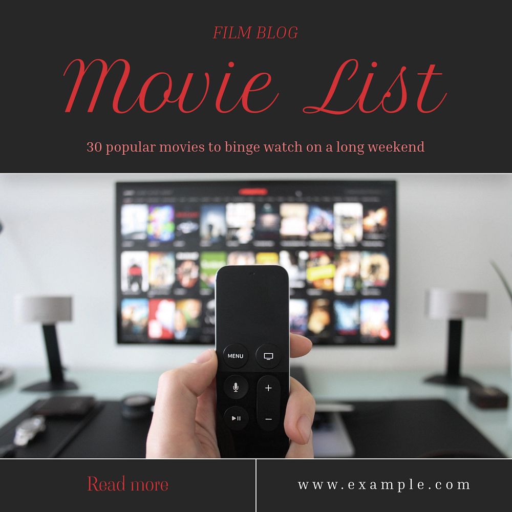 Movie list Instagram post template, editable text