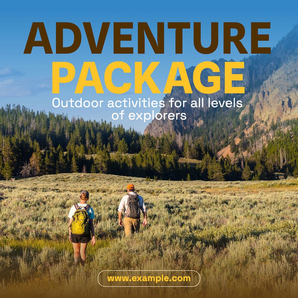 Adventure package Instagram post template, editable text