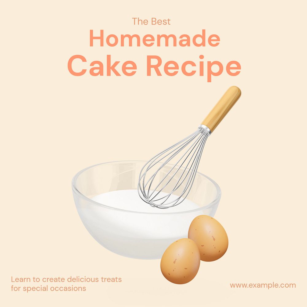 Homemade recipe Instagram post template, editable text