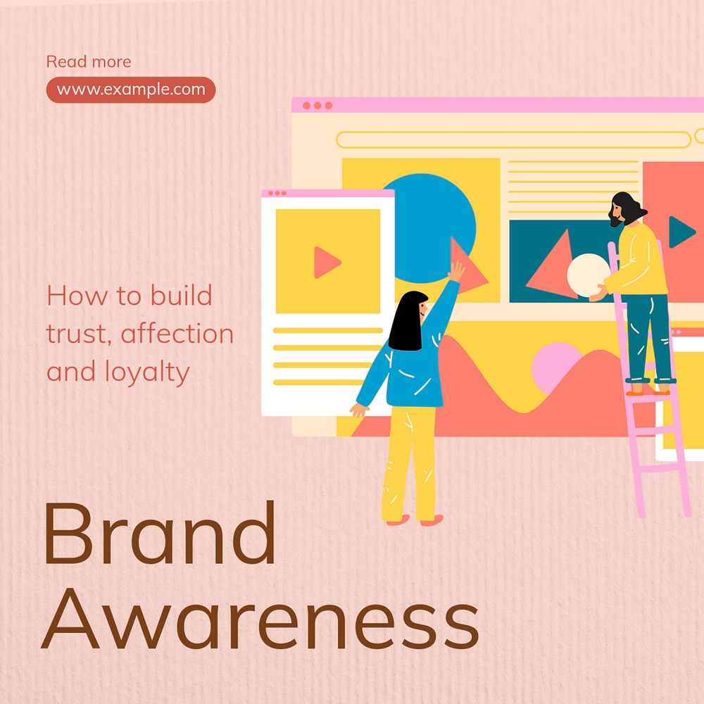 Brand awareness Instagram post template, editable text